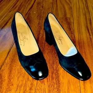 Joan Helpern Dark green suede and leather pumps